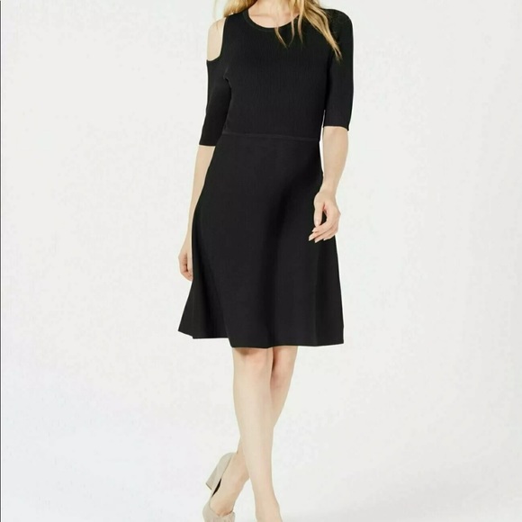 Bar III Dresses & Skirts - 🔥BAR III🔥A-LINE DRESS COLD SHOULDER CUTOUT BLACK SIZE MEDIUM NWT